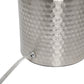 All The Rages Simple Designs Brushed Nickel Hammered Metal Organizer Table Lamp With USB Charging Port & Fabric Shade