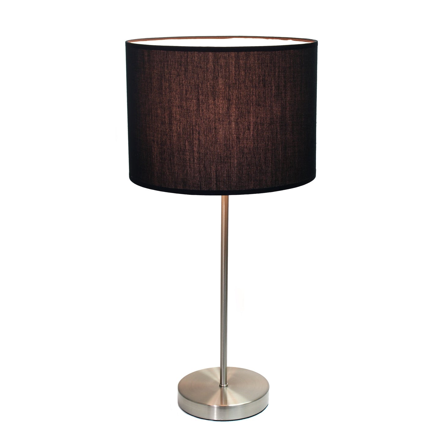 All The Rages Simple Designs Brushed Nickel Stick Lamp With Black Fabric Shade