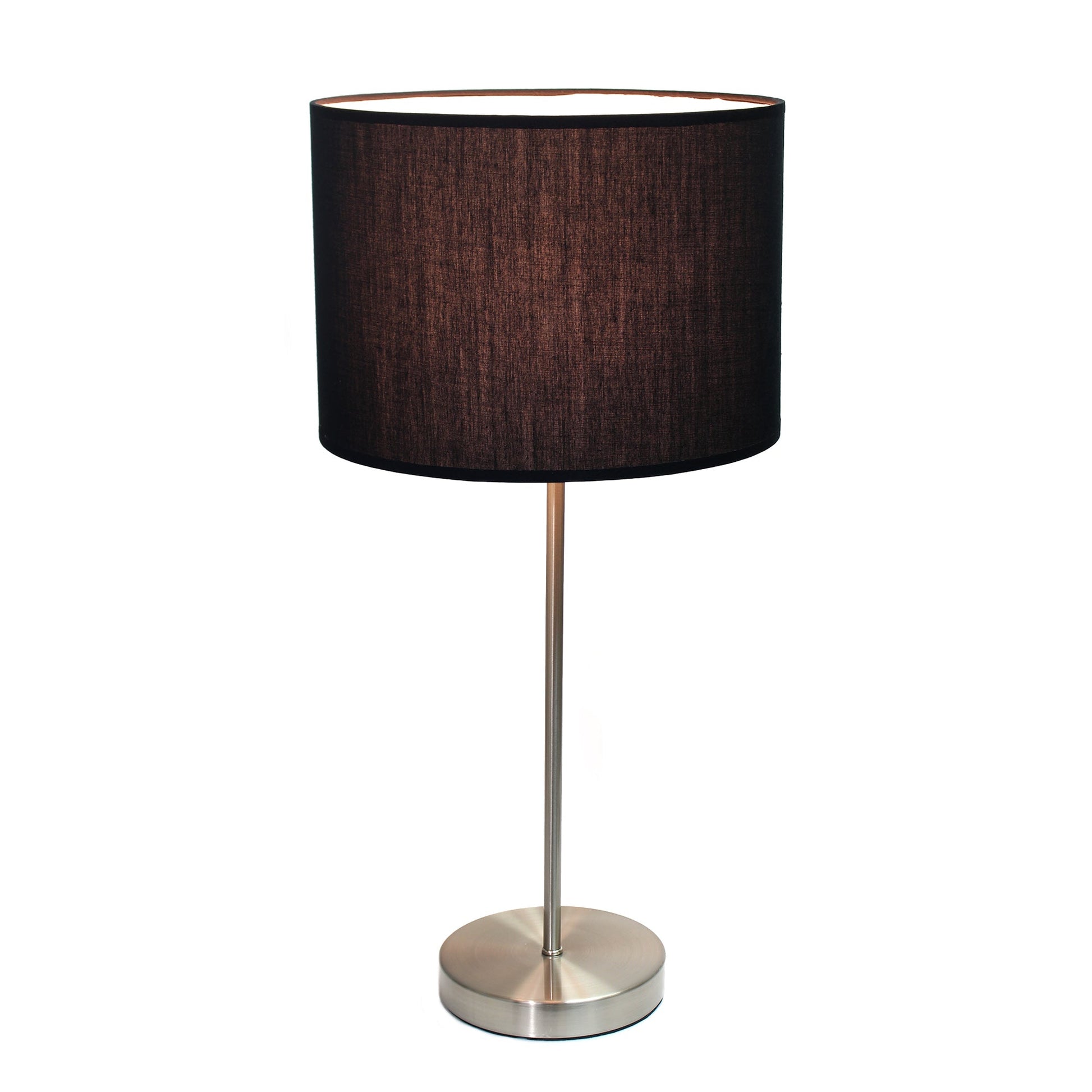 All The Rages Simple Designs Brushed Nickel Stick Lamp With Black Fabric Shade