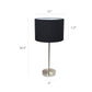 All The Rages Simple Designs Brushed Nickel Stick Lamp With Black Fabric Shade