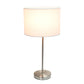All The Rages Simple Designs Brushed Nickel Stick Lamp With White Fabric Shade