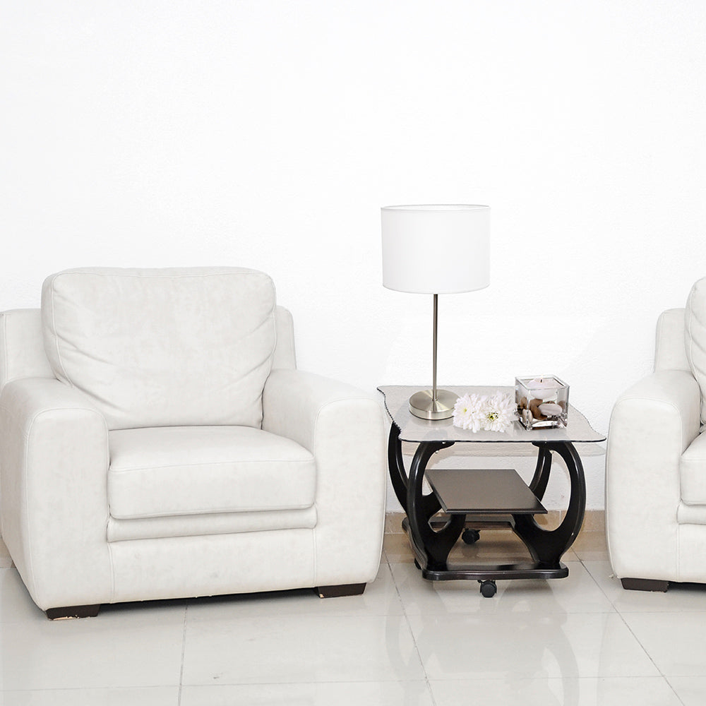 All The Rages Simple Designs Brushed Nickel Stick Lamp With White Fabric Shade
