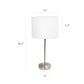 All The Rages Simple Designs Brushed Nickel Stick Lamp With White Fabric Shade
