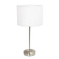 All The Rages Simple Designs Brushed Nickel Stick Lamp With White Fabric Shade