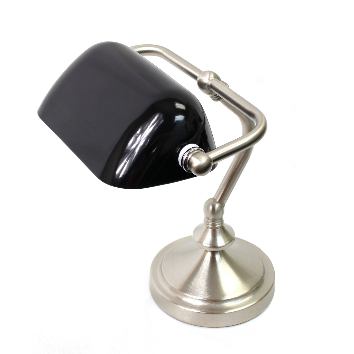 All The Rages Simple Designs Brushed Nickel Traditional Mini Bankers Lamp With Black Shade