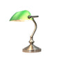 All The Rages Simple Designs Brushed Nickel Traditional Mini Bankers Lamp With Green Shade