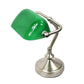 All The Rages Simple Designs Brushed Nickel Traditional Mini Bankers Lamp With Green Shade