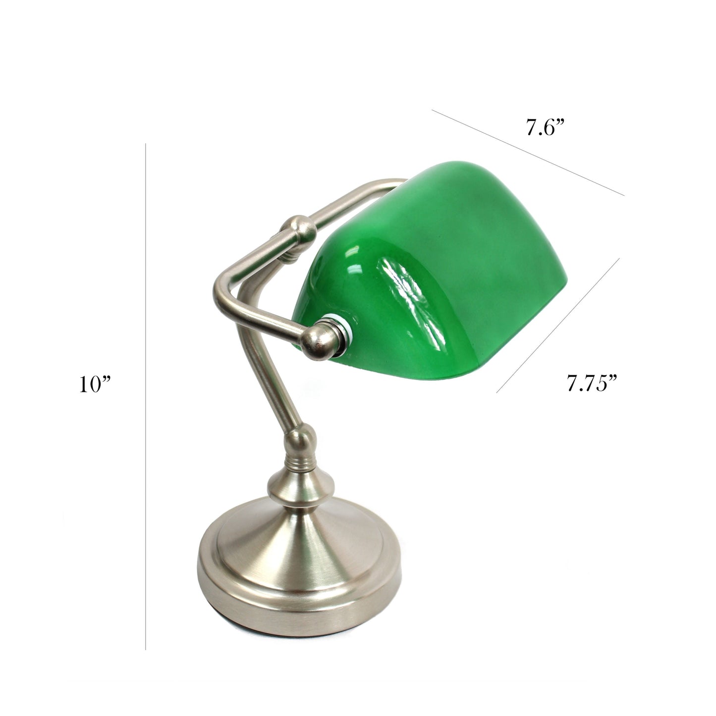 All The Rages Simple Designs Brushed Nickel Traditional Mini Bankers Lamp With Green Shade