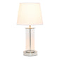 All The Rages Simple Designs Brushed Nickel & White Encased Metal & Clear Glass Table Lamp