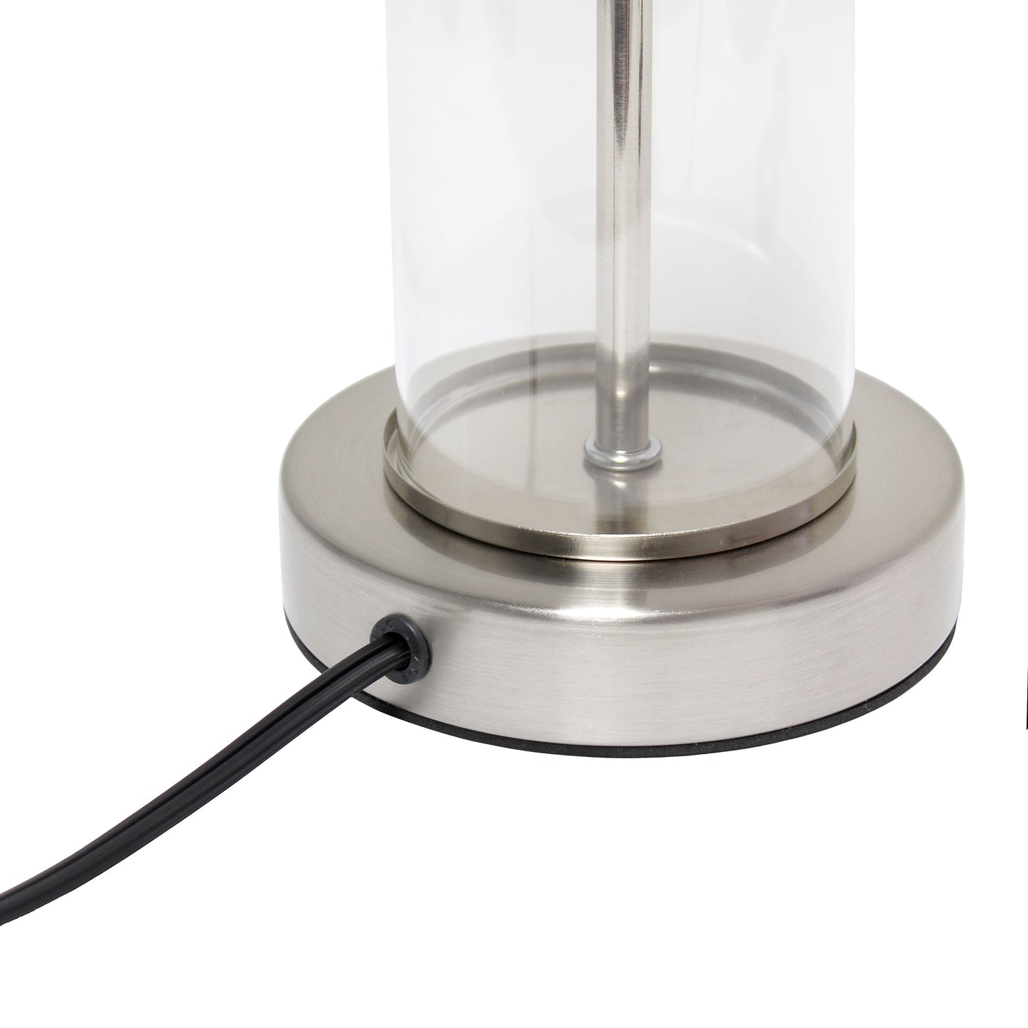 All The Rages Simple Designs Brushed Nickel & White Encased Metal & Clear Glass Table Lamp