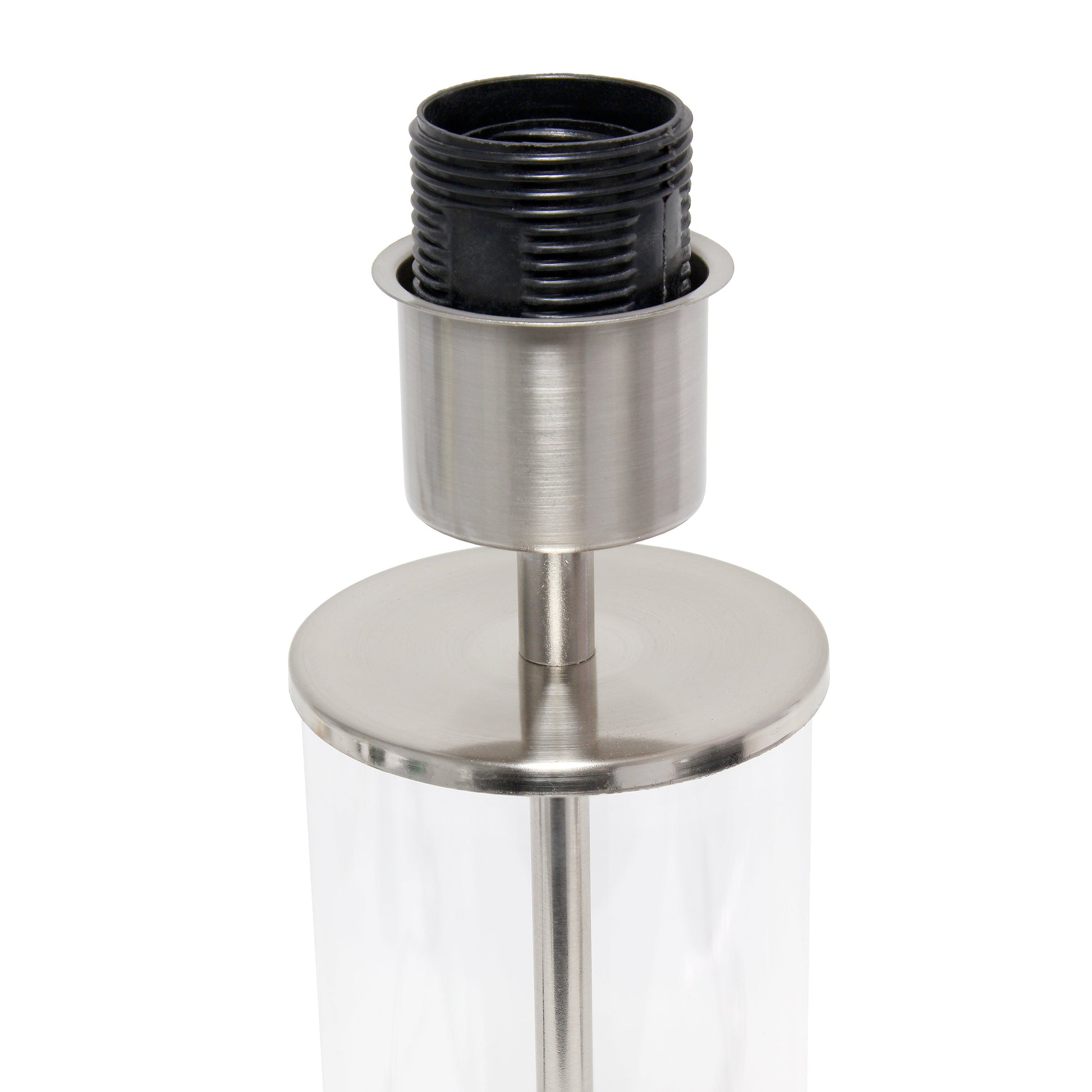 All The Rages Simple Designs Brushed Nickel & White Encased Metal & Clear Glass Table Lamp
