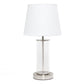 All The Rages Simple Designs Brushed Nickel & White Encased Metal & Clear Glass Table Lamp