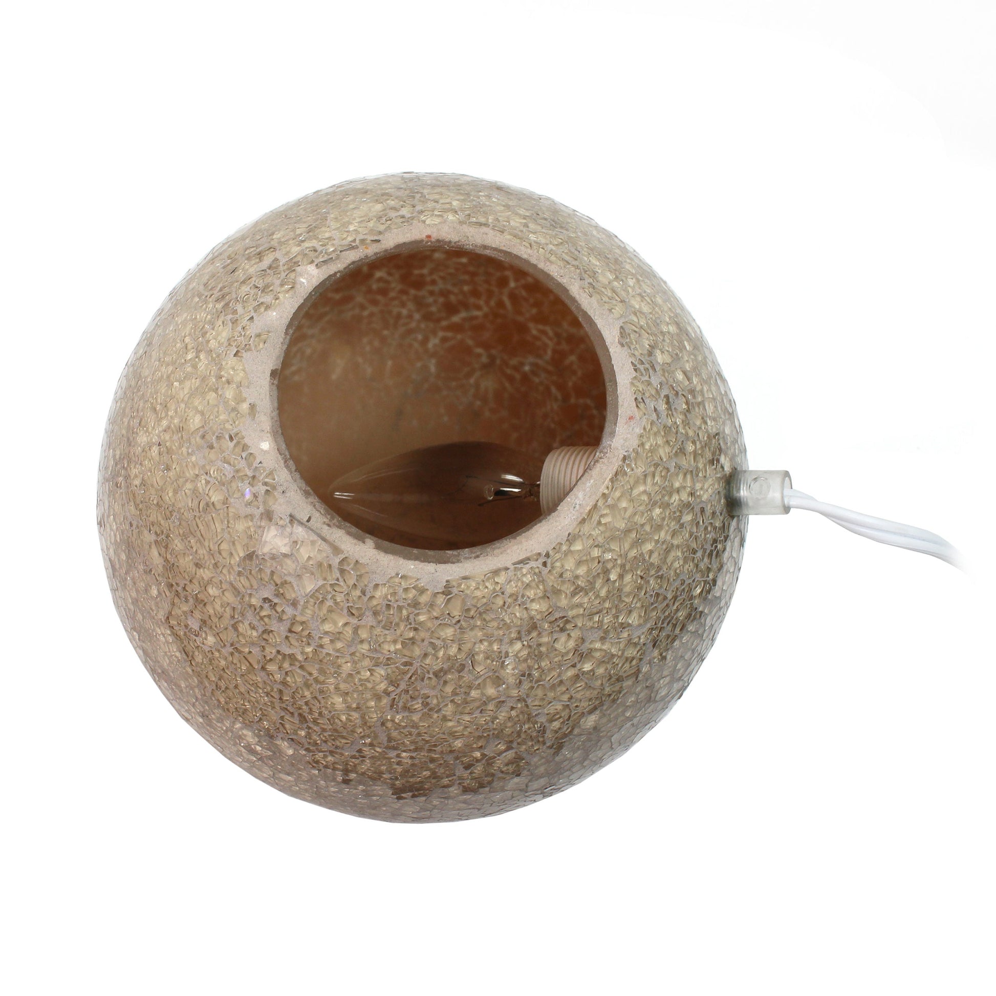 All The Rages Simple Designs Champagne 1-Light Mosaic Stone Ball Table Lamp