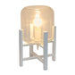 All The Rages Simple Designs Clear Glass And White Wood Mounted Cylinder Shade Table Lamp
