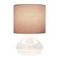 All The Rages Simple Designs Clear Glass Raindrop Table Lamp With Gray Fabric Shade
