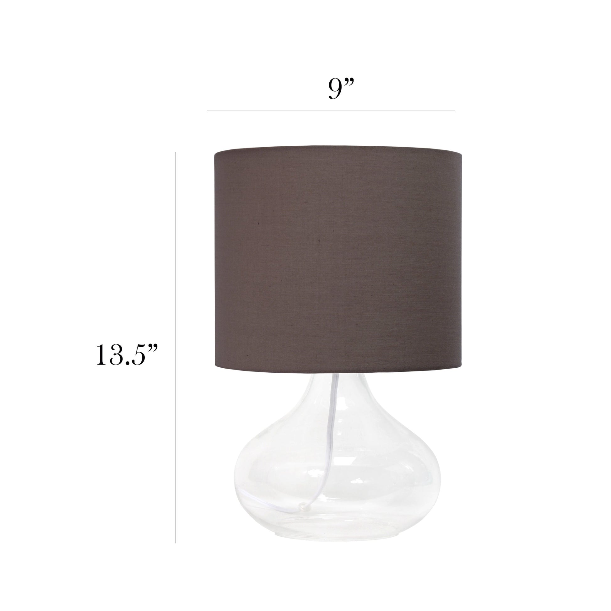 All The Rages Simple Designs Clear Glass Raindrop Table Lamp With Gray Fabric Shade