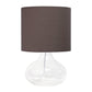 All The Rages Simple Designs Clear Glass Raindrop Table Lamp With Gray Fabric Shade