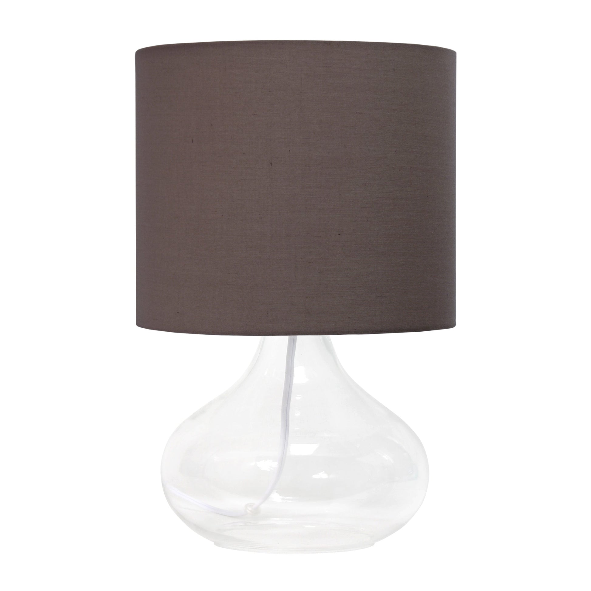 All The Rages Simple Designs Clear Glass Raindrop Table Lamp With Gray Fabric Shade