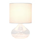 All The Rages Simple Designs Clear Glass Raindrop Table Lamp With White Fabric Shade