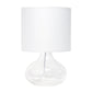All The Rages Simple Designs Clear Glass Raindrop Table Lamp With White Fabric Shade