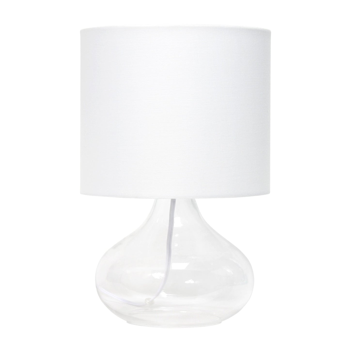 All The Rages Simple Designs Clear Glass Raindrop Table Lamp With White Fabric Shade