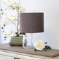 All The Rages Simple Designs Clear Glass Table Lamp With Gray Fabric Shade