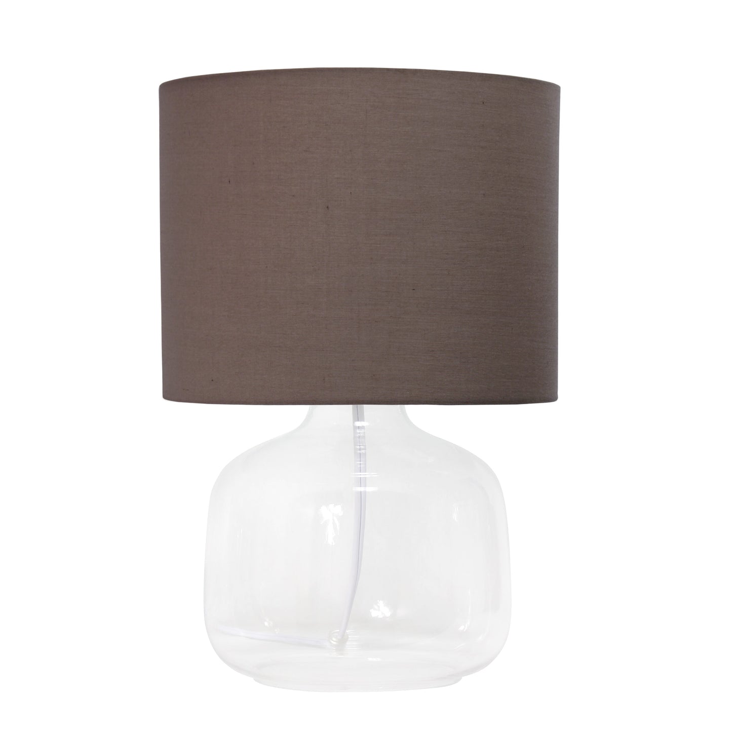 All The Rages Simple Designs Clear Glass Table Lamp With Gray Fabric Shade