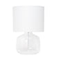 All The Rages Simple Designs Clear Glass Table Lamp With White Fabric Shade
