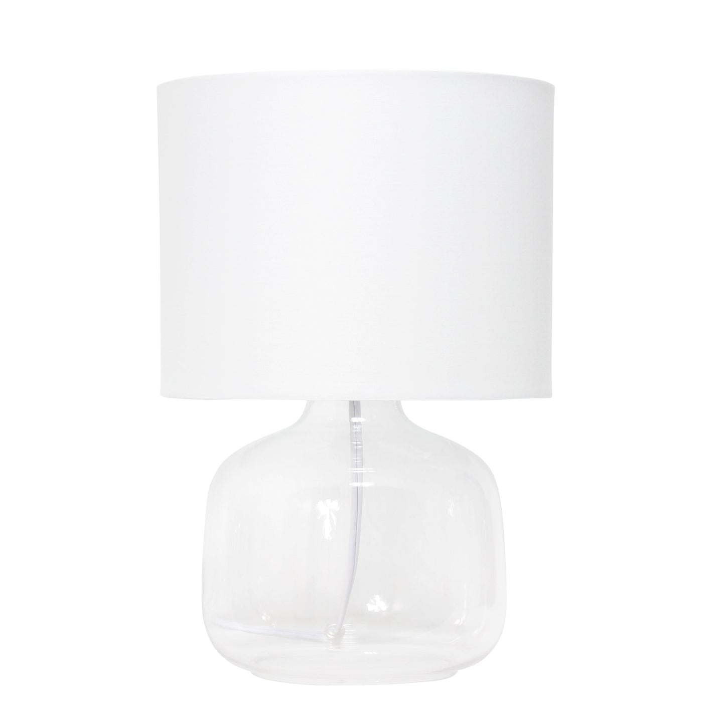 All The Rages Simple Designs Clear Glass Table Lamp With White Fabric Shade