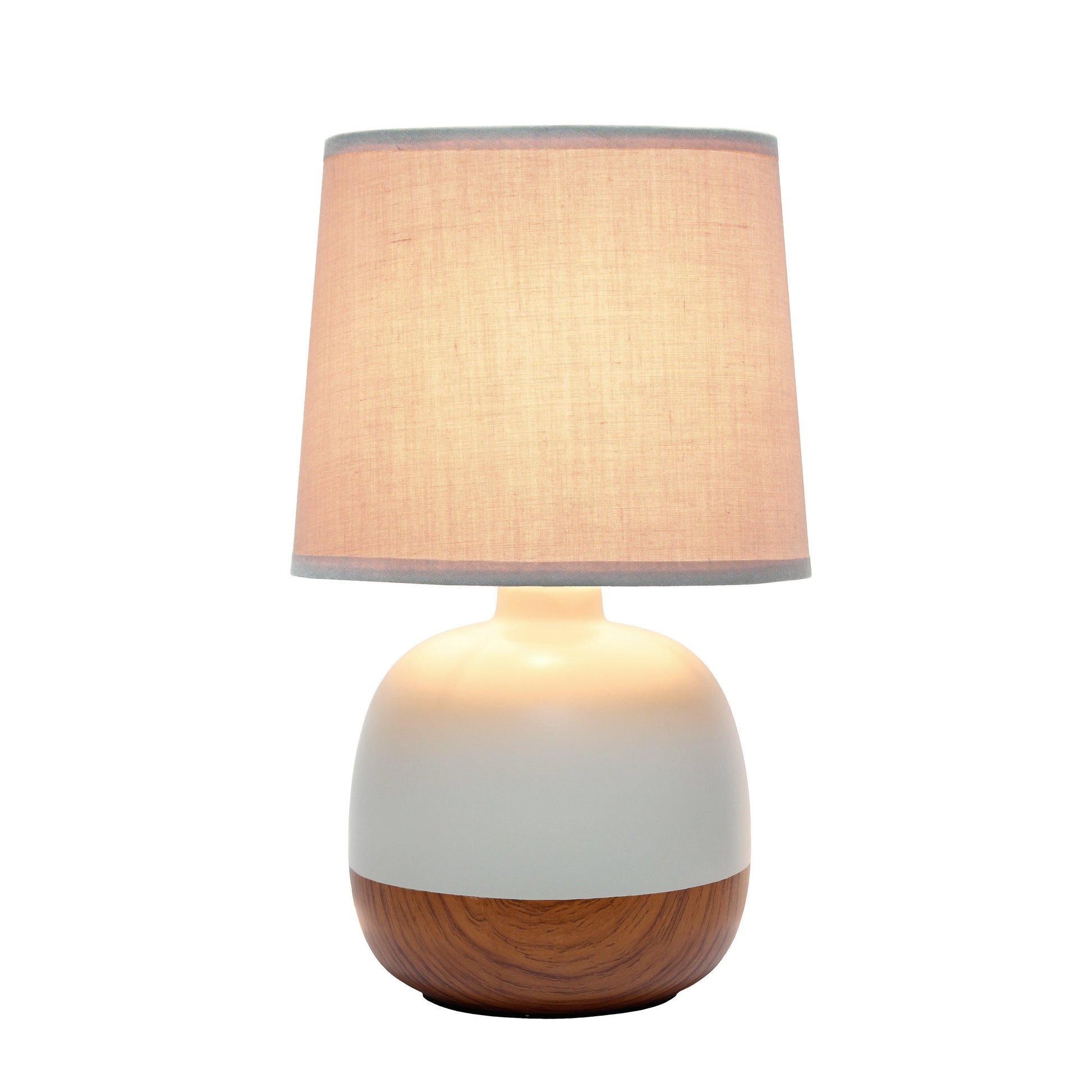 All The Rages Simple Designs Dark Wood & Light Gray Petite Mid Century Table Lamp