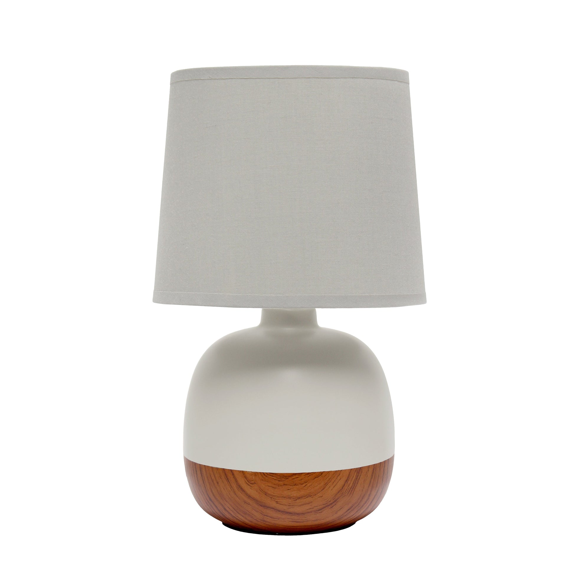 All The Rages Simple Designs Dark Wood & Light Gray Petite Mid Century Table Lamp