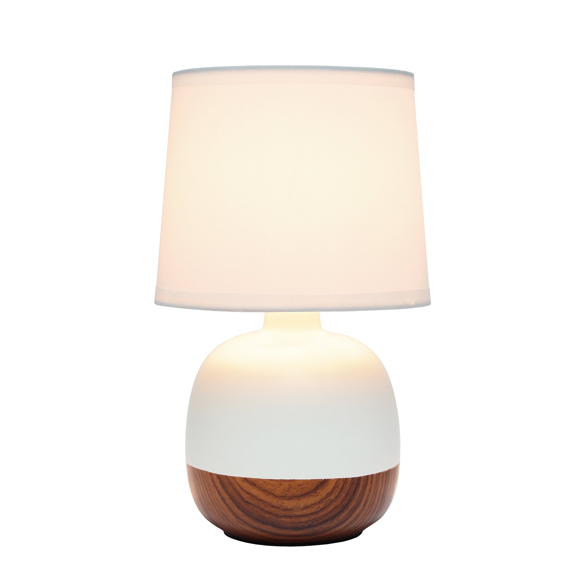 All The Rages Simple Designs Dark Wood & Off-White Petite Mid Century Table Lamp