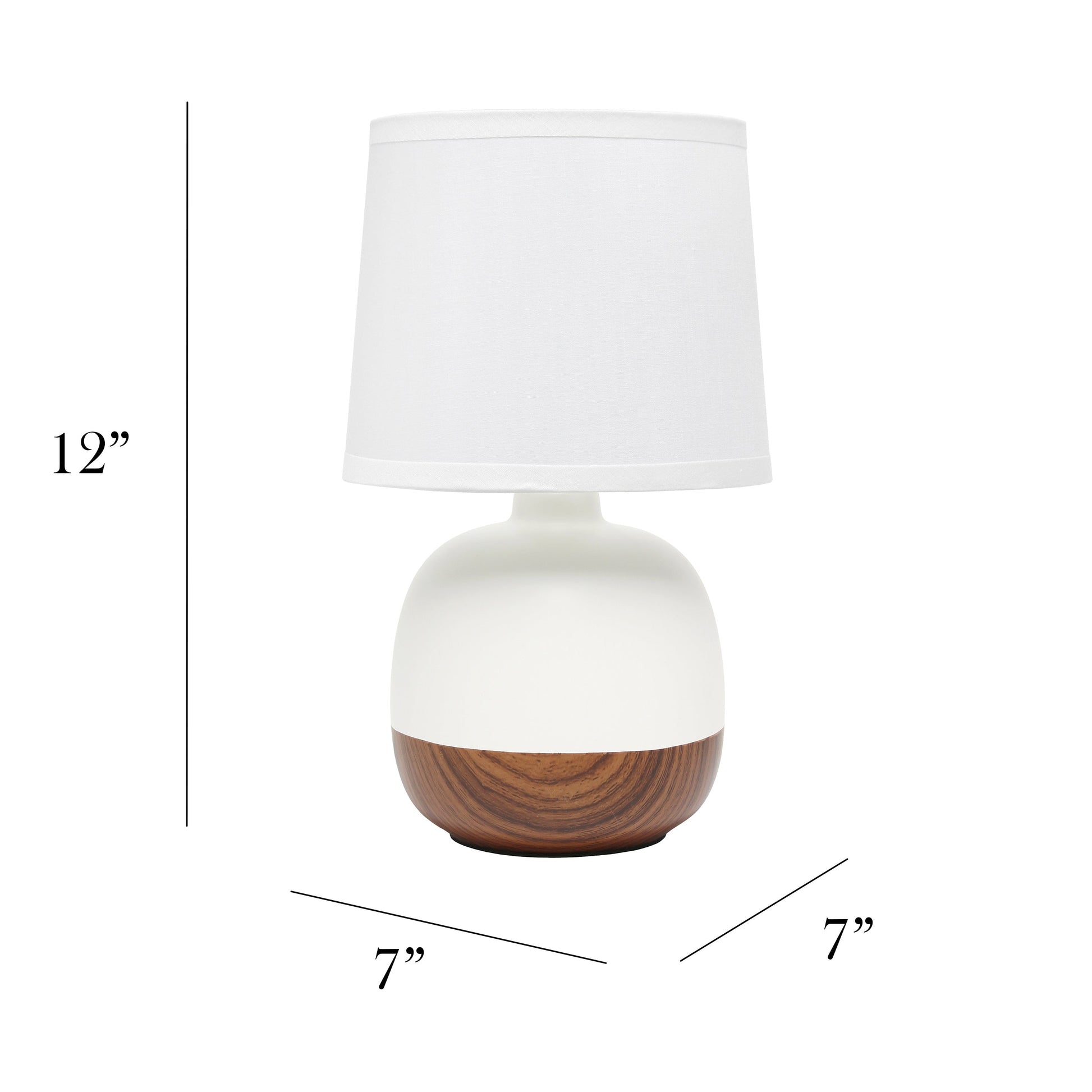 All The Rages Simple Designs Dark Wood & Off-White Petite Mid Century Table Lamp