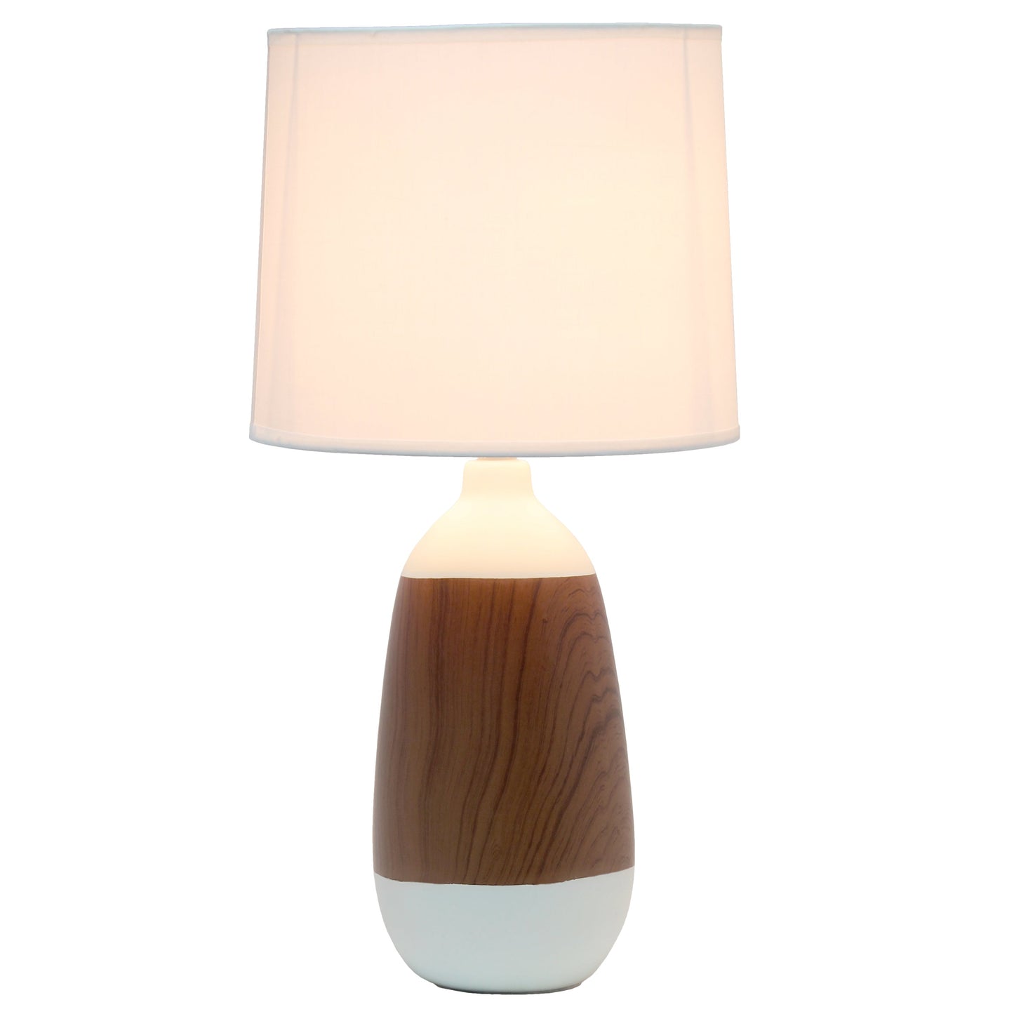 All The Rages Simple Designs Dark Wood & White Ceramic Oblong Table Lamp