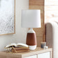 All The Rages Simple Designs Dark Wood & White Ceramic Oblong Table Lamp