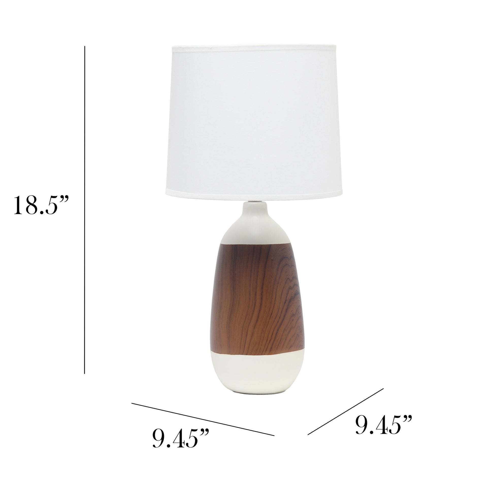 All The Rages Simple Designs Dark Wood & White Ceramic Oblong Table Lamp
