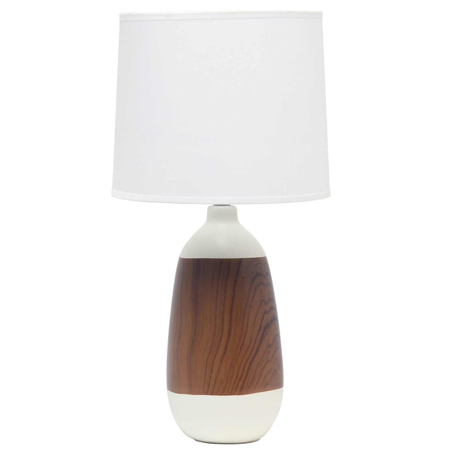 All The Rages Simple Designs Dark Wood & White Ceramic Oblong Table Lamp