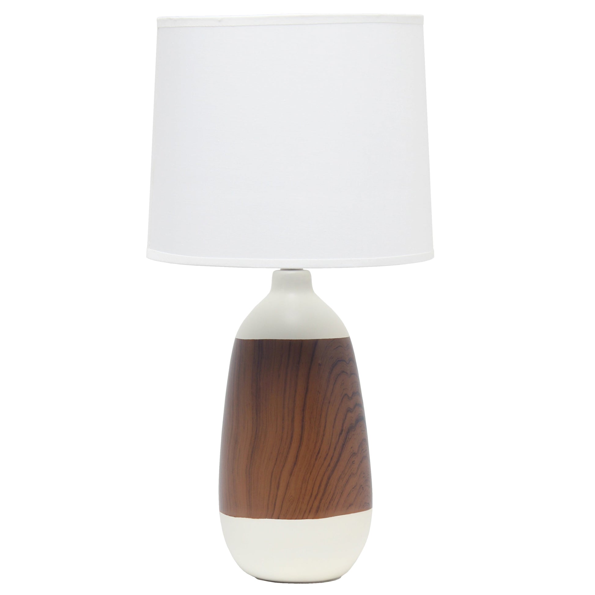 All The Rages Simple Designs Dark Wood & White Ceramic Oblong Table Lamp