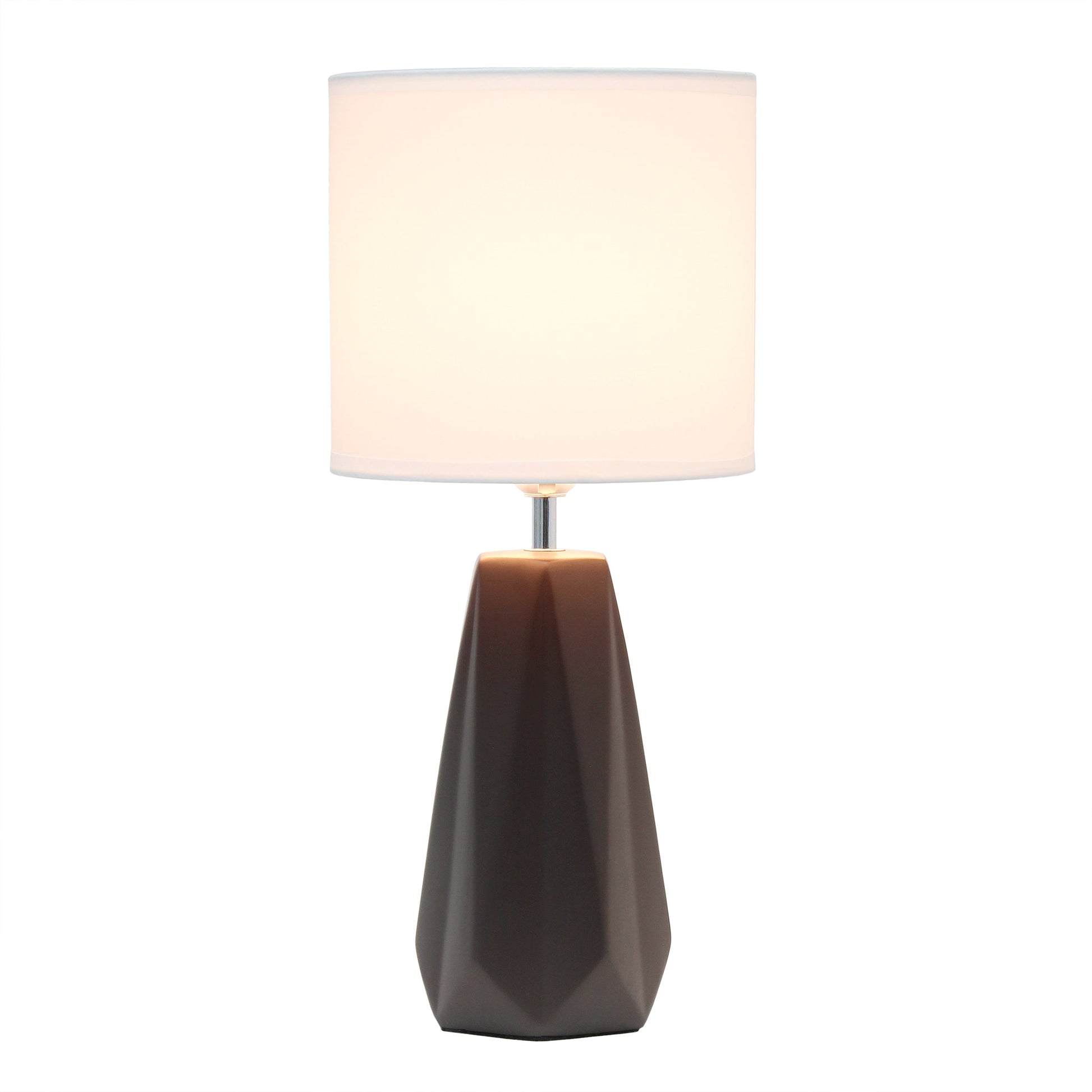 All The Rages Simple Designs Espresso Brown Ceramic Prism Table Lamp