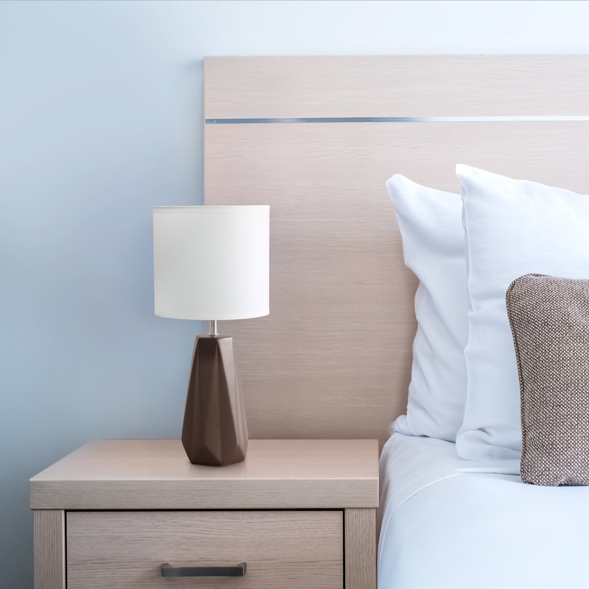 All The Rages Simple Designs Espresso Brown Ceramic Prism Table Lamp