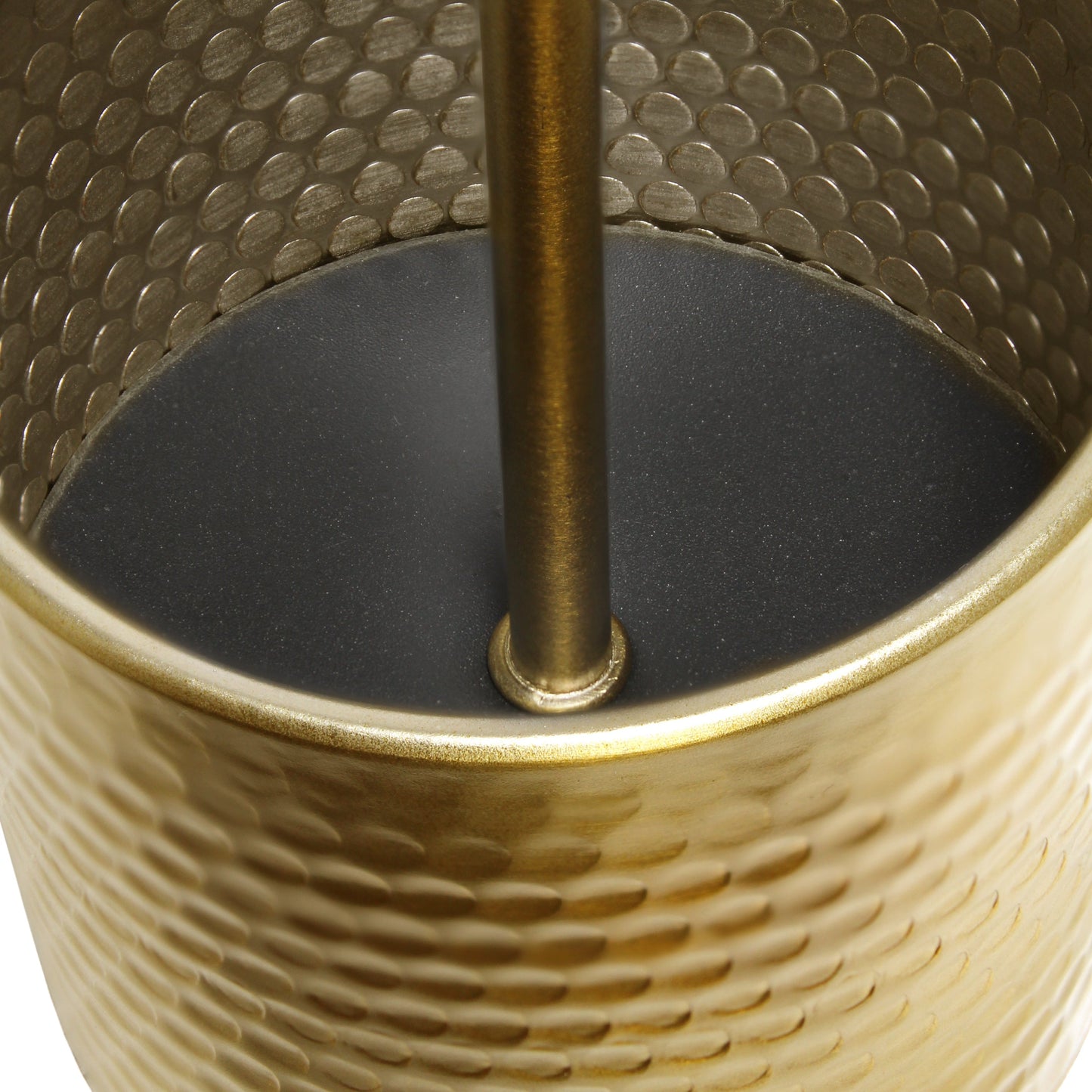 All The Rages Simple Designs Gold Hammered Metal Organizer Table Lamp With USB Charging Port & Fabric Shade