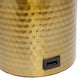 All The Rages Simple Designs Gold Hammered Metal Organizer Table Lamp With USB Charging Port & Fabric Shade
