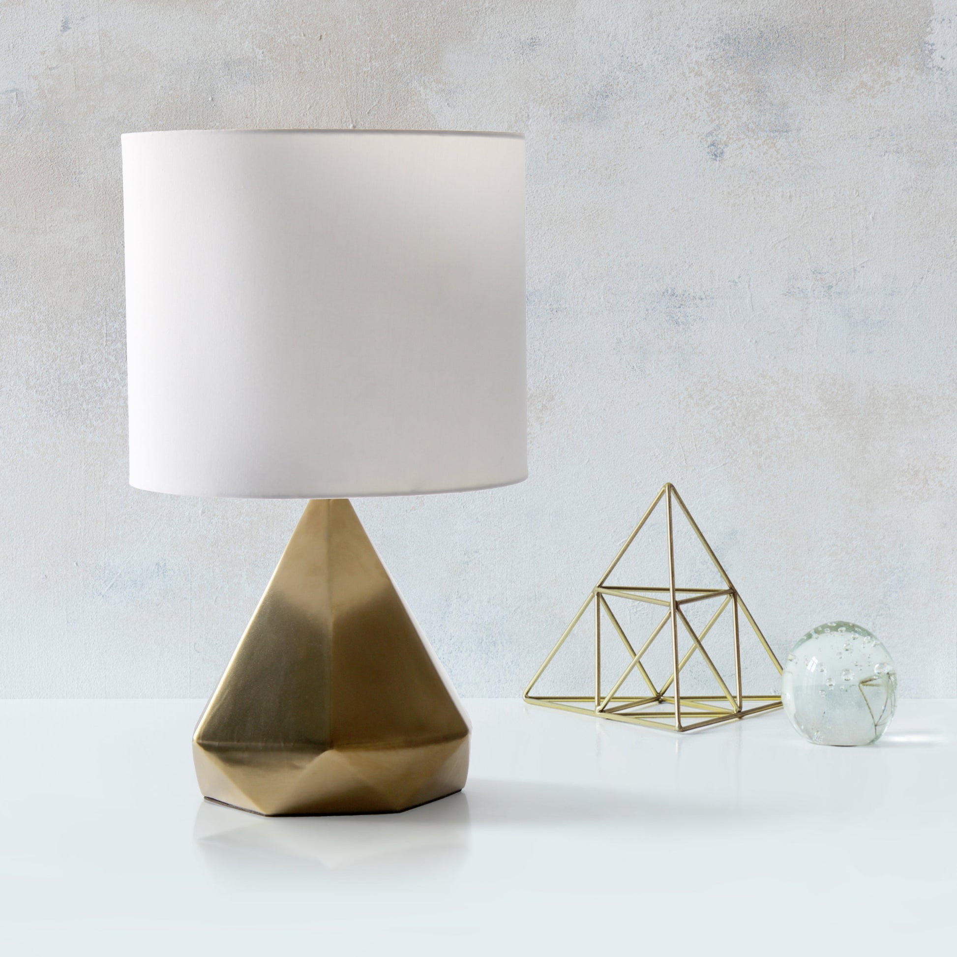All The Rages Simple Designs Gold Pyramid Table Lamp