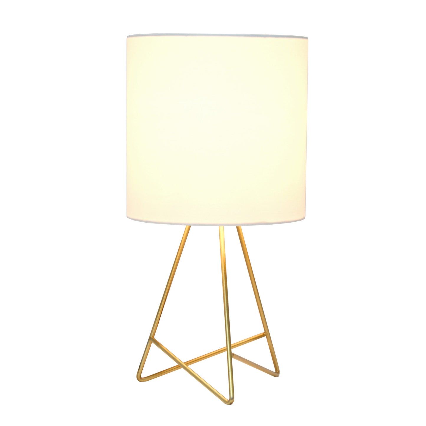 All The Rages Simple Designs Gold Wire Table Lamp With White Fabric Shade