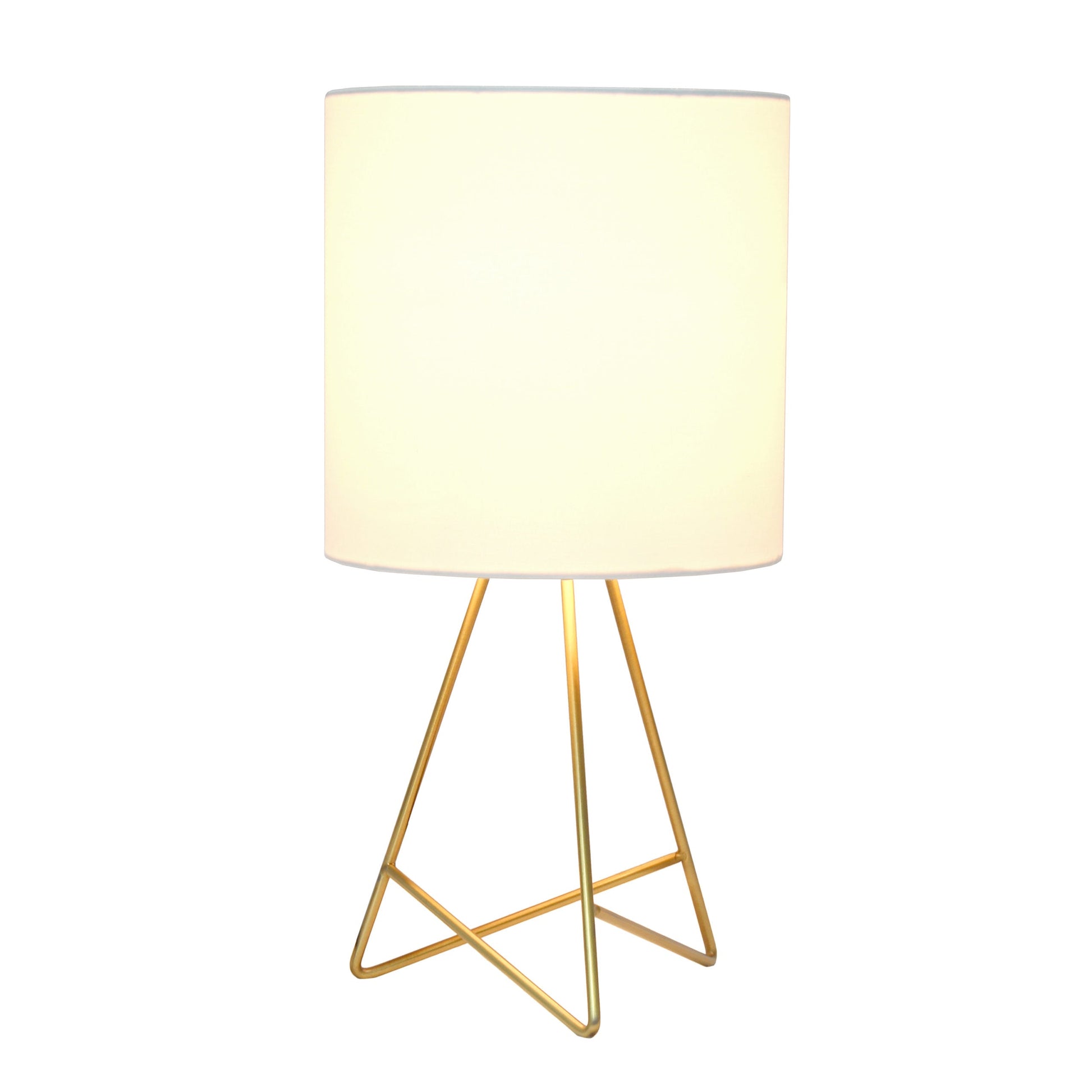 All The Rages Simple Designs Gold Wire Table Lamp With White Fabric Shade