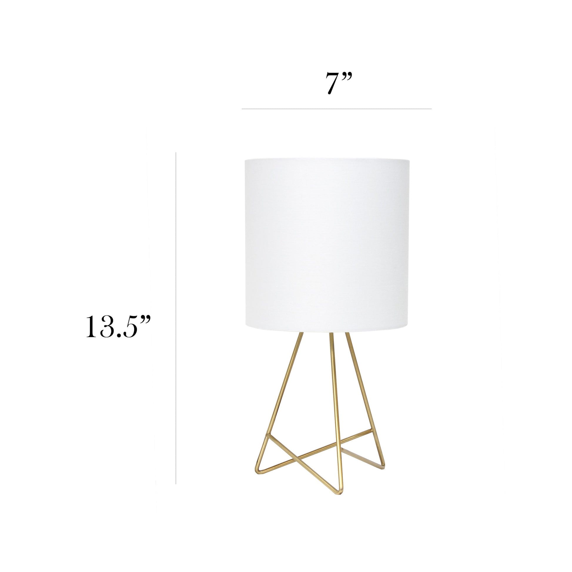 All The Rages Simple Designs Gold Wire Table Lamp With White Fabric Shade