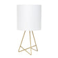 All The Rages Simple Designs Gold Wire Table Lamp With White Fabric Shade