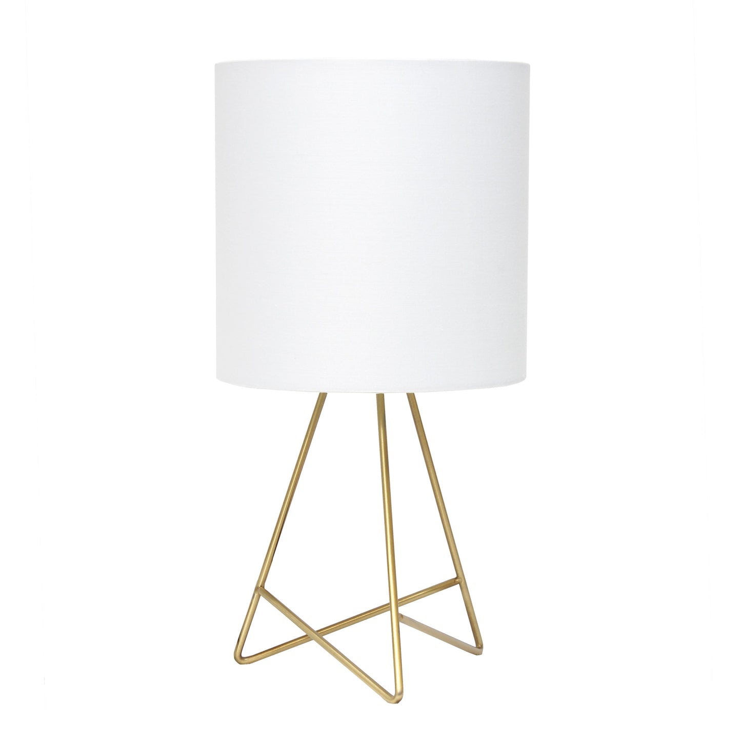 All The Rages Simple Designs Gold Wire Table Lamp With White Fabric Shade