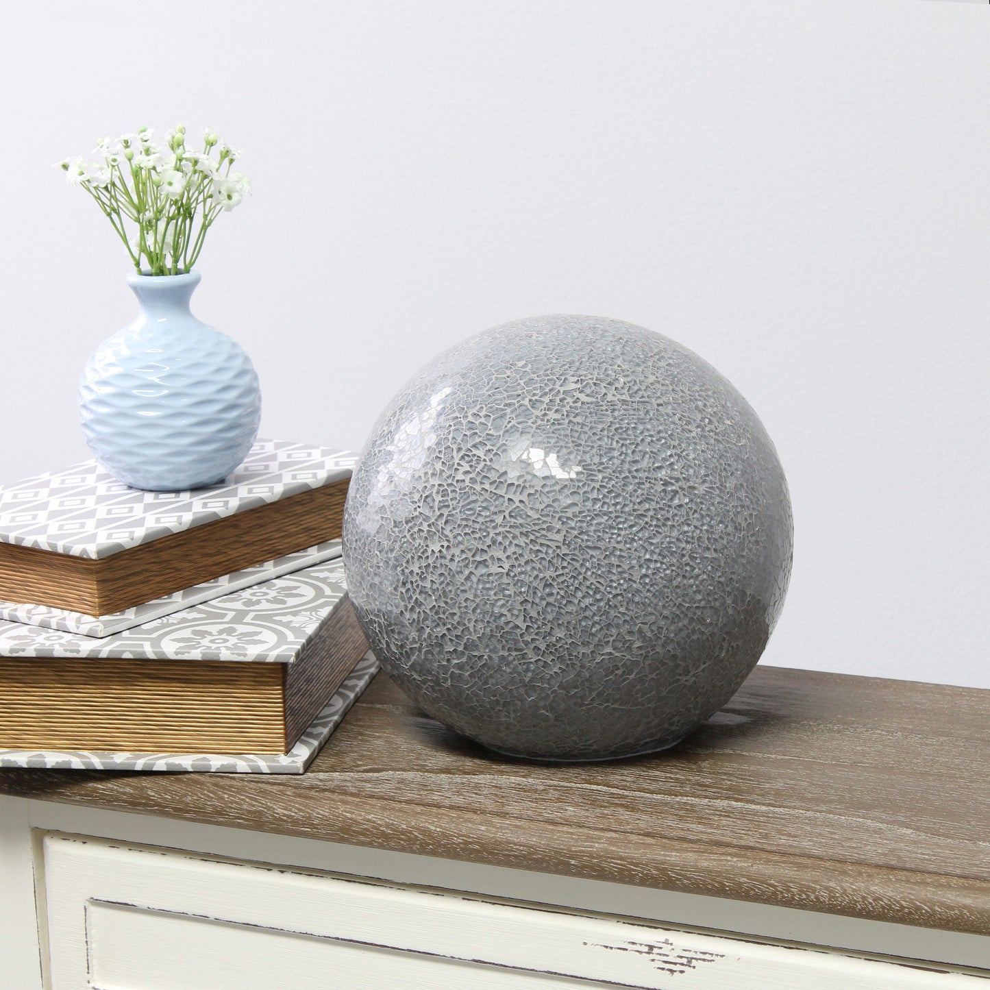 All The Rages Simple Designs Gray 1-Light Mosaic Stone Ball Table Lamp
