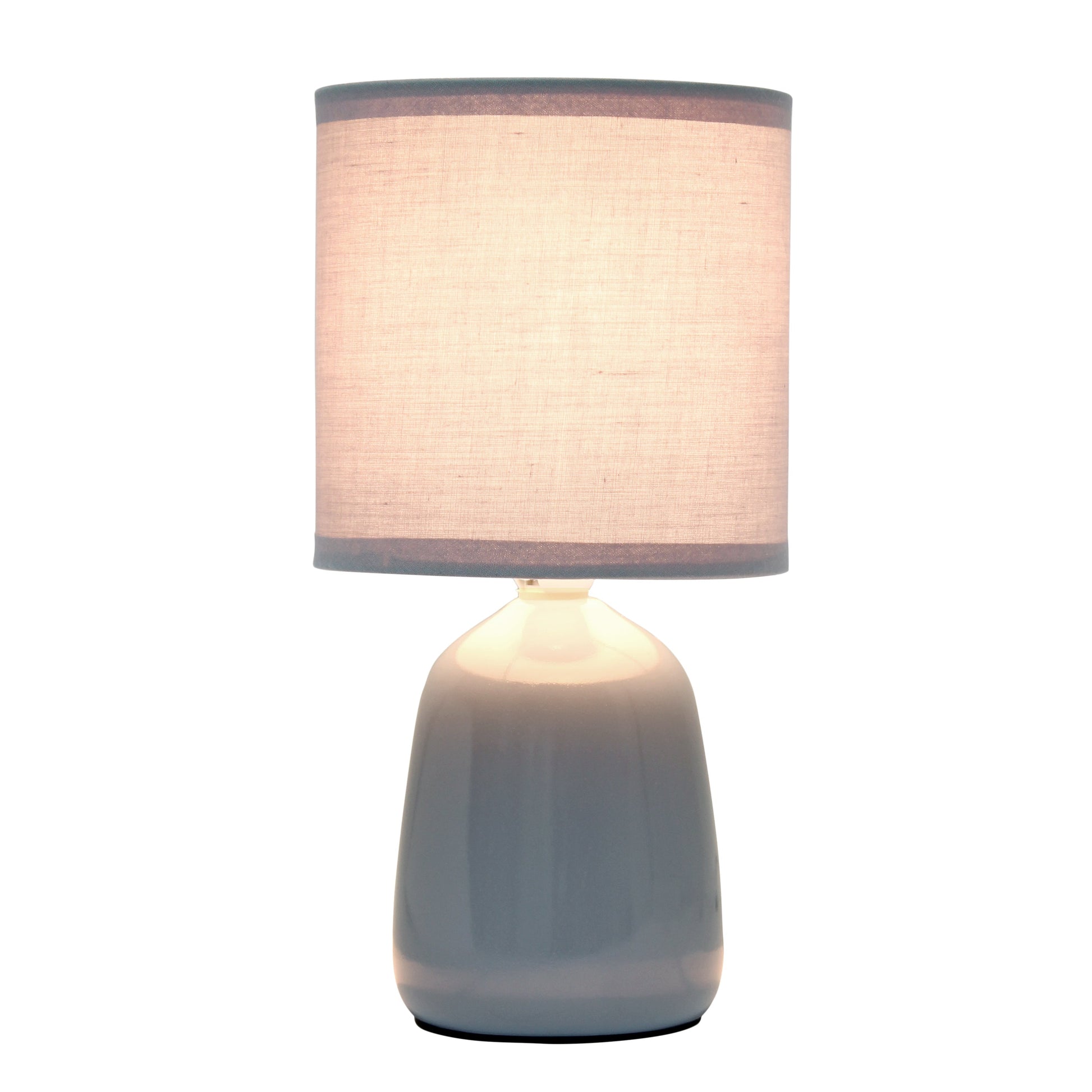 All The Rages Simple Designs Gray 10" Ceramic Table Lamp With Matching Fabric Shade